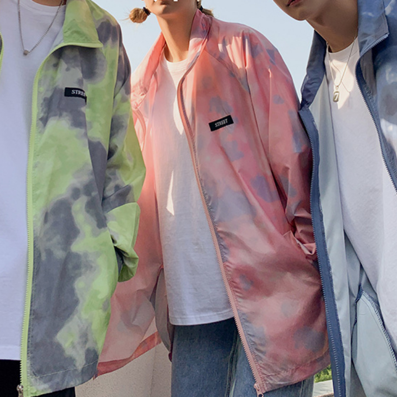 Mantel Tabir Surya Pria Baru Musim Panas Busana Kasual Pakaian Pria Harian Dasi Tipis Anti-UV Pakaian Belanja Atasan Longgar untuk Pria