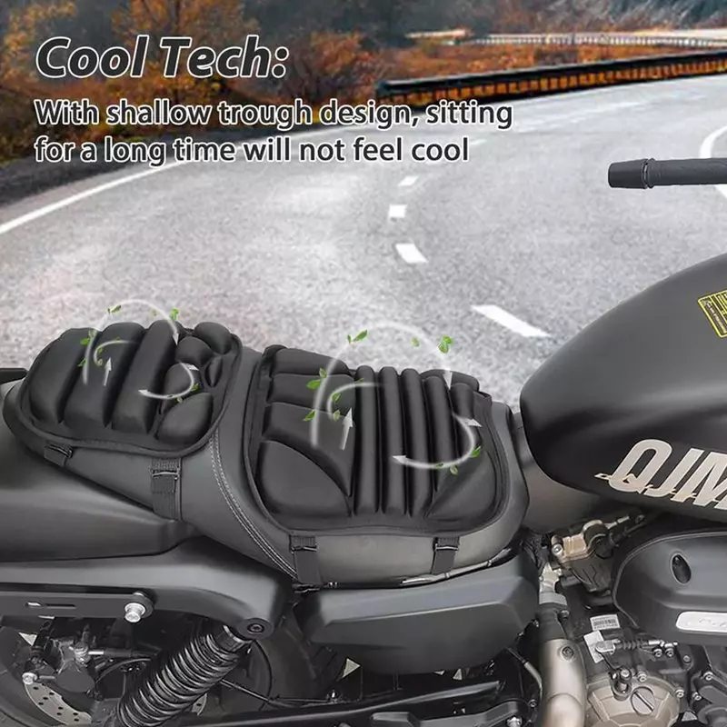 Coussin de siège de moto, coussin de siège de vélo passager 3D, degré d'eau et absorbant les chocs, coussin d'air, siège de protection, ensemble de 2 pièces