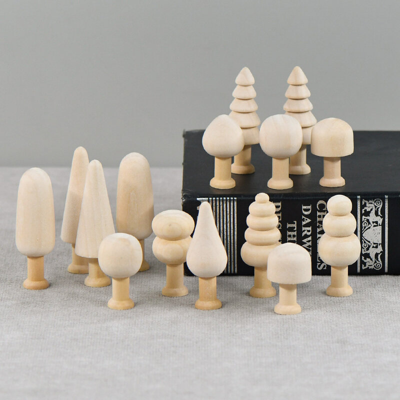 2Pcs DIY Simulierte Pilz Ornamente Sets Natürliche Holz Unvollendet Pilz Handwerk Malerei Peg Puppen Handgemachte Kinder Spielzeug