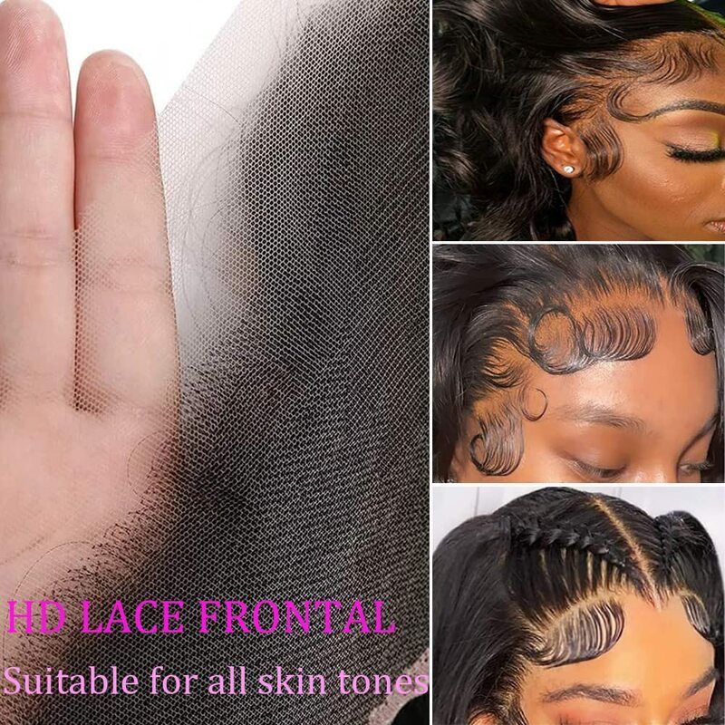 Bundles with Frontal Body Wave 100% Unprcessed Brazilian Virgin Human Hair 3 Bundles With 13x4 Ear to Ear HD Lace Frontal Hair