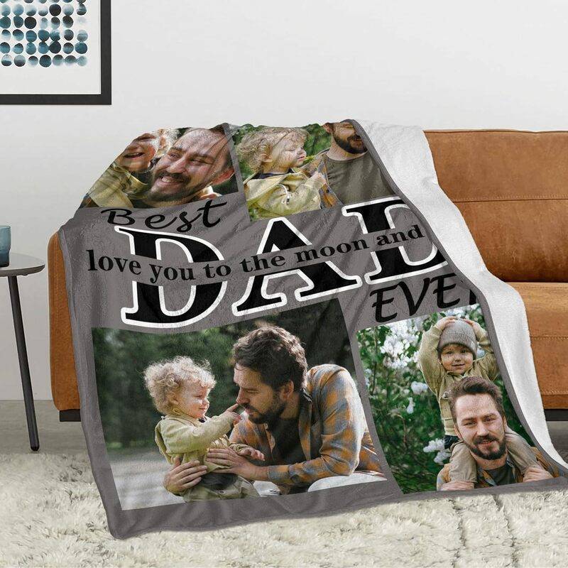 Maßge schneiderte Decke mit Fotos als bestes Geburtstags geschenk aller Zeiten für Papa, Vatertag, Weihnachten für Vater, Tochter und Sohn
