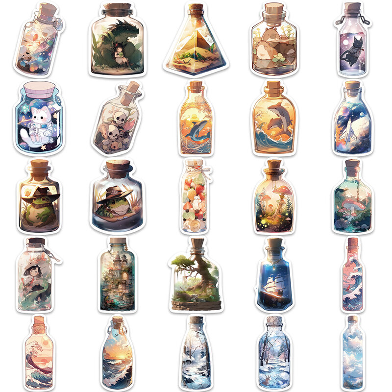 10/30/50PCS INS stylowe butelki świat kreskówki naklejki na bagaż deskorolka śliczne DIY fajne Graffiti dziewczyna naklejki naklejki