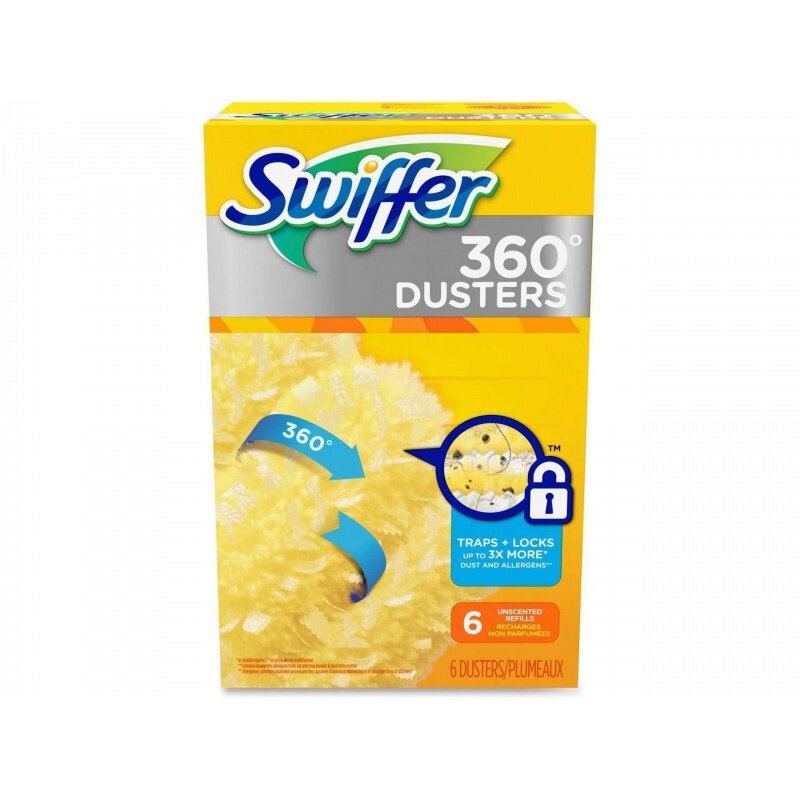 Swiffer 21620 360 Dusters Refill, Dust Lock Fiber, Yellow (6/Box, 4 Box/Carton)