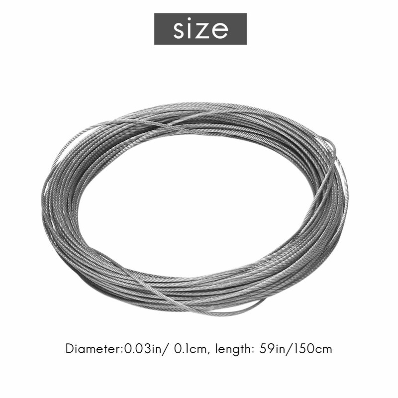 Corda de aço inoxidável, aparelhamento do cabo, comprimento extra, 15m, diâmetro 1.0mm