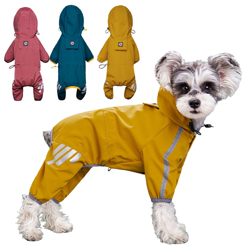 Impermeável reflexiva Dog Raincoat, Pet Roupas, Chihuahua Maltese Rain Coat, Macacão Cães Pequenos e Médios, Macacão Cães