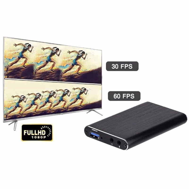 Video Capture Card para Live Streaming, Camera Recording Box, Grabber Recorder, USB 3.0, HDMI, 4k, 1080p, 60fps, HD, Compatível