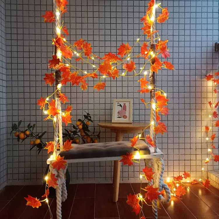Solar Artificial Outono Maple Leaves Guirlanda, LED Fairy Light, Decoração de Natal, Festa de Ação de Graças, DIY Decoração...