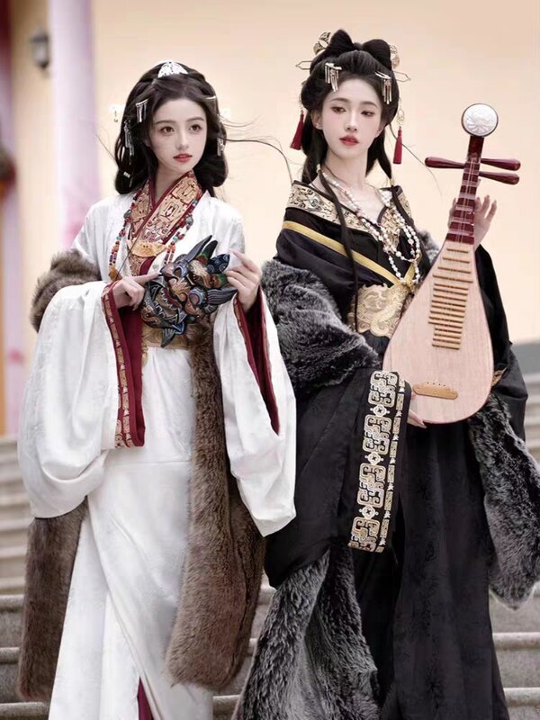 Hanfu Beauty Figure Series Cross Necked Warring States Robe, RapIndustry, Brodé, Queue