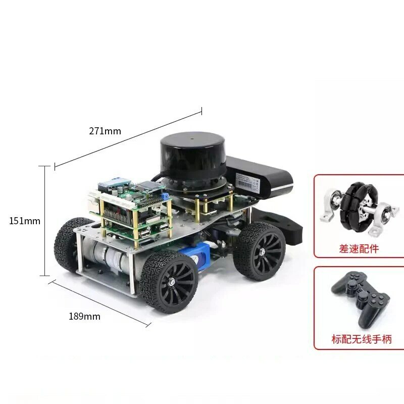 Raspberry Pi ROS Ackerman Robot de dirección para coche, carga de 3kg con cámara de Radar STM32, navegación autónoma, conducción automática