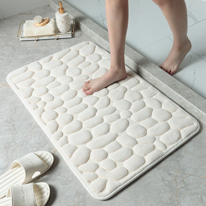 Household Foot Mat Coral Fleece Floor Mat Memory Foam Embroidered Bathroom Thickened Absorbent Floor Mat Door