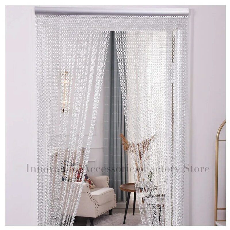 Door Windows Aluminium Chain Curtain Metal Screen Fly Insect Blinds Pest Control 90*214cm