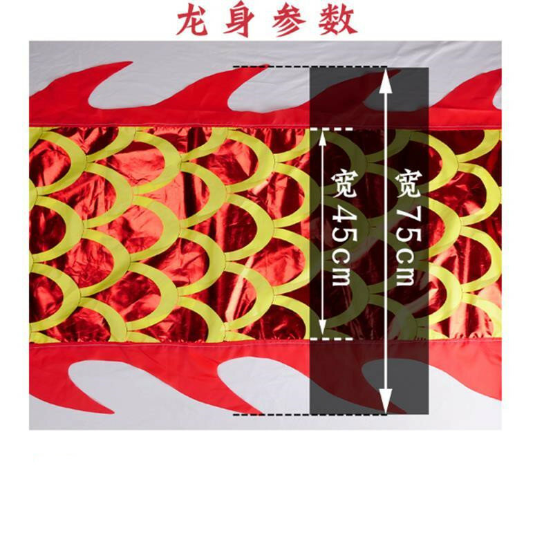 Ekor naga Cina multiwarna 6 meter Aksesori pita aja tari Festival (tidak termasuk kepala naga)