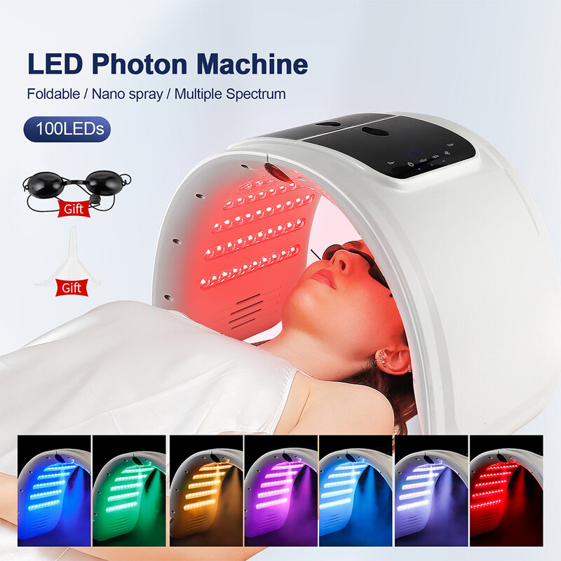 Machine à photons LED 7 couleurs avec CharacterSpray, hydratant pour la peau, masque pour le visage et le corps, salon, spa, usage domestique, soins de la peau contre l'acné