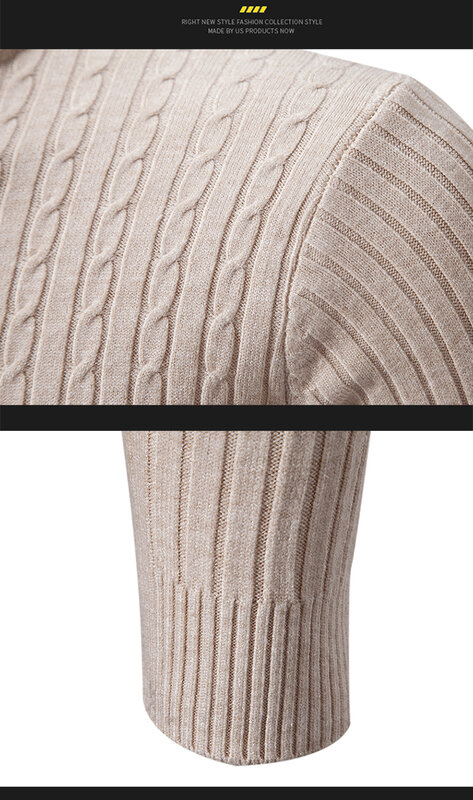 Suéter de punto de cuello alto para hombre, Jersey ajustado de manga larga, cálido, Color sólido, tendencia, Otoño e Invierno