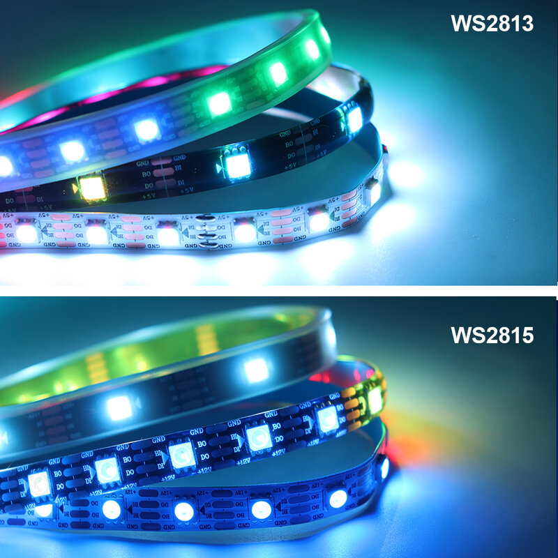 Bande lumineuse RGB LED adressable individuellement, 30/60/144 diodes/m Pixels intelligents, WS2812B WS2811 WS2813 WS2815 DC5V 12V