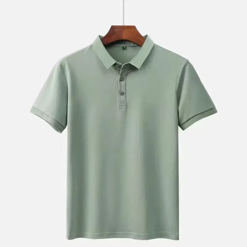 Однотонная рубашка поло с коротким рукавом, мужской деловой костюм, футболка, рекламная рубашка, модная брендовая мужская футболка с лацканами, для лета