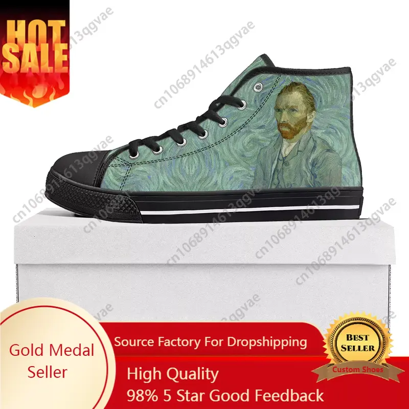 Van Gogh Oil Painting Self Portrait High Top High Quality Sneakers Mens Womens Teenager Canvas Sneaker Couple Shoes Custom Shoe