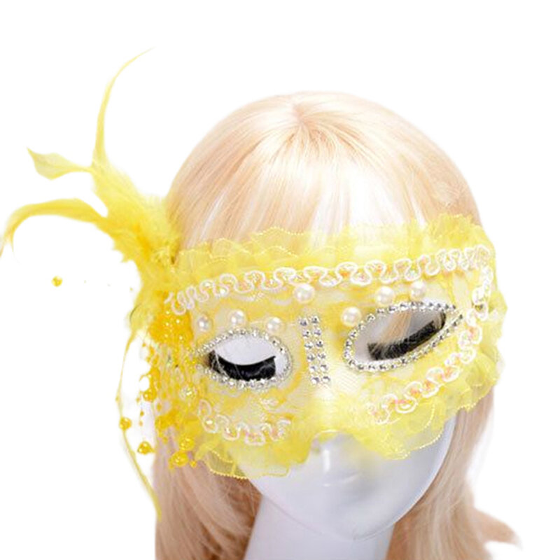 Kant Maskerade Maskers Halloween Adulte Prom Prinses Party Wit Feather Fashion Sexy Carnaval Festival Kostuum Vrouw Accessorie