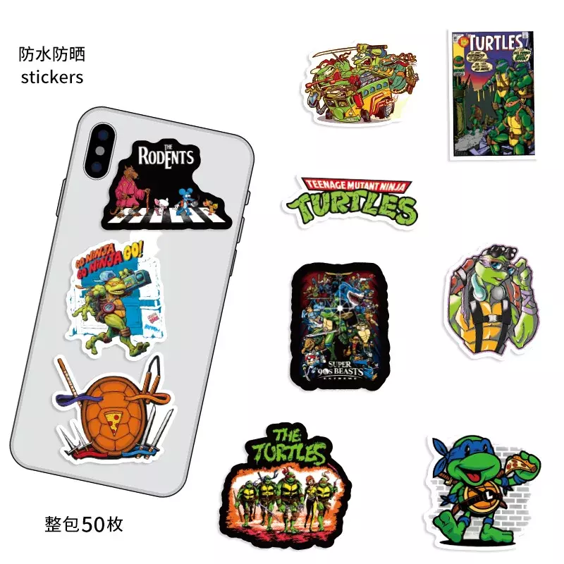 50 pz tartarughe TMNT adolescente mutante Ninja adesivi Cartoon Anime carino fai da te PVC adesivo impermeabile decalcomanie per Laptop regalo di natale