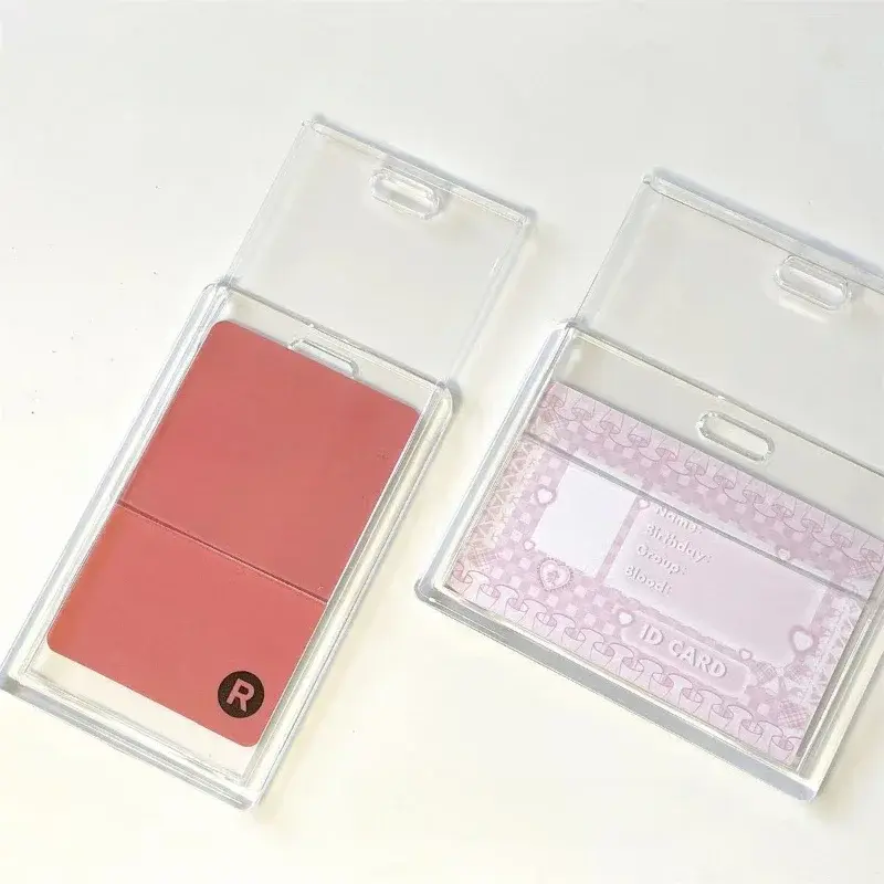 حامل بطاقة أكريليك مع سلسلة مفاتيح ، حافظة بطاقات شفافة جميلة ، نقل بطاقة الهوية وبطاقة IC ، الموضة