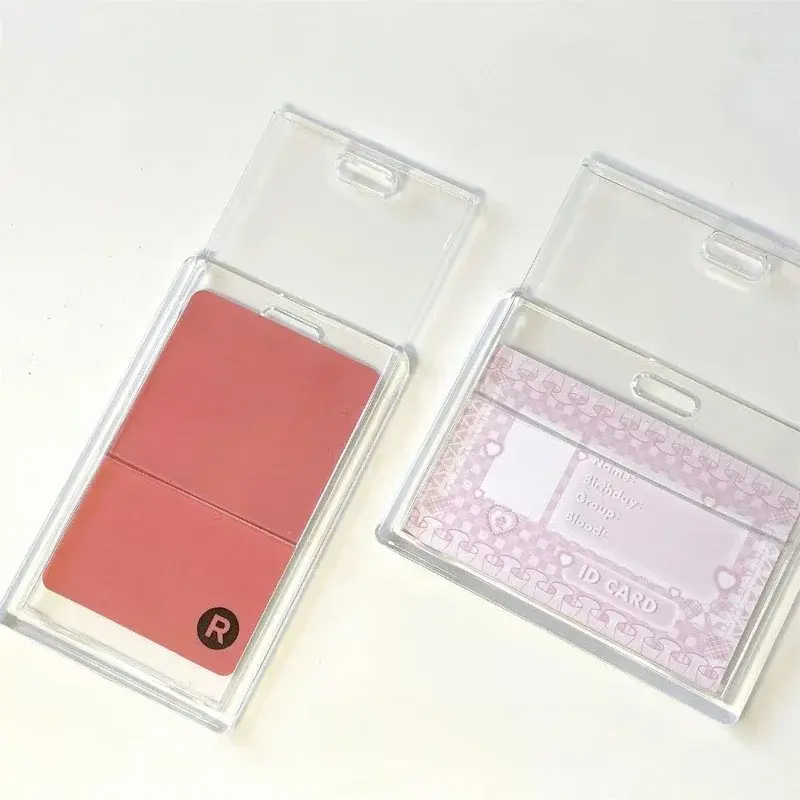 Fashion Acrylic Card Holder with Key Chain Beautiful Transparent Acrylic Cards Case ID/IC Card Transportation Card Holder