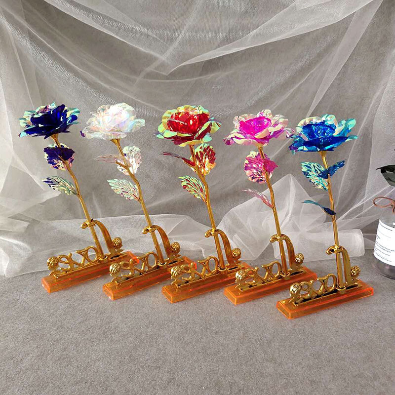 Crystal Gold Foil Simulação Rose Bouquet, Decoração Da Sala, Presente Do Dia Dos Namorados, Adereços De Foto De Casamento, Móveis
