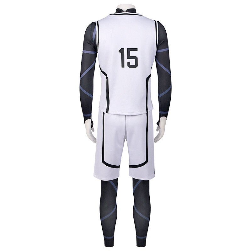 Yoichi isagi equipe uniforme branco anime azul bloqueio cosplay traje seishiro nagi peruca shoei baro camisa de futebol esporte