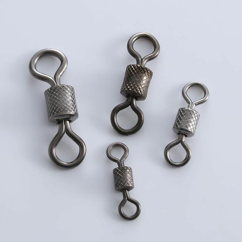 50PCS Stainless Steel Fishing Swivels Ball Bearing Swivel with Safety Snap Solid Rings Rolling Swivel Carp Fishing Accessories