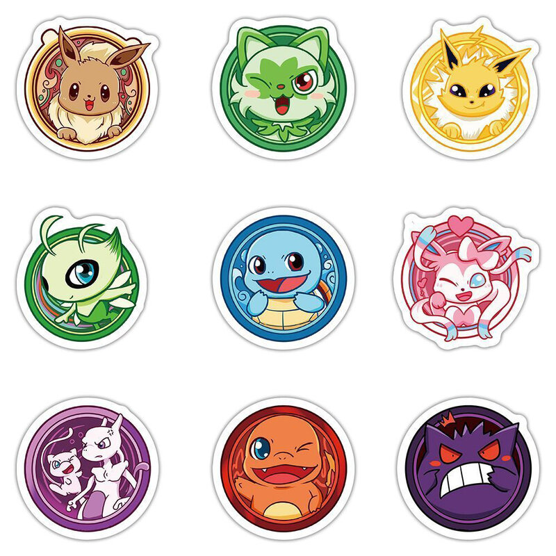 10/30/50/100Pcs Kawaii Pokemon Anime Cartoon Stickers Schattige Pikachu Psyduck Mewtwo Stickers Laptop Telefoon Gitaar Klassieke Speelgoedsticker