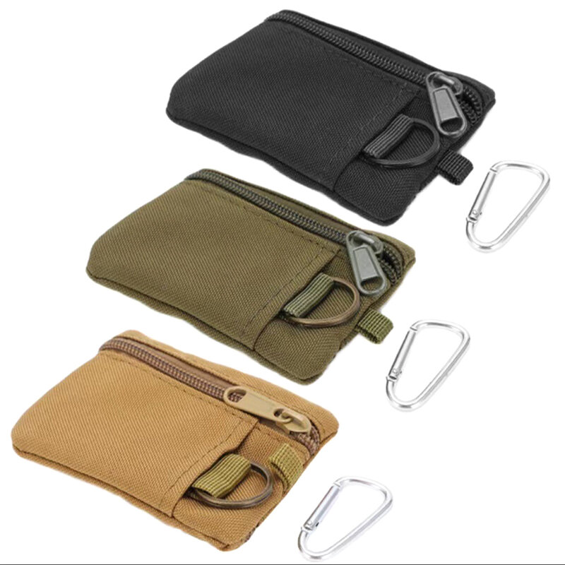 전술 지갑 EDC Molle 파우치 지퍼 팩, 다기능 가방, 여행 벨트 가방, 전술 지갑, 동전 지갑, 카라비너 포함, 1PC