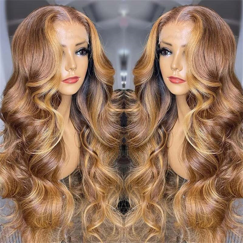 30 34 Inch Body Wave 13x4 Ombre Highlight HD Lace Frontal Wigs 13x6 4/27 Colored Wigs Lace Front Human Hair Wigs Transparent