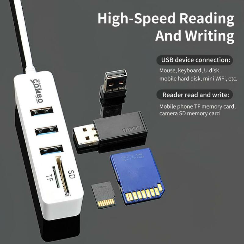 KEBETEME vendita Calda 2 in 1 Combo Super Speed USB 2.0 3 Port Splitter HUB + Card Reader USB all'ingrosso