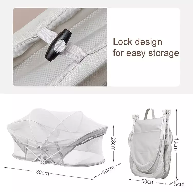 Espreguiçadeira portátil do algodão orgânico, fácil dobrar o ninho do sono, camas do curso do bebê para o recém-nascido