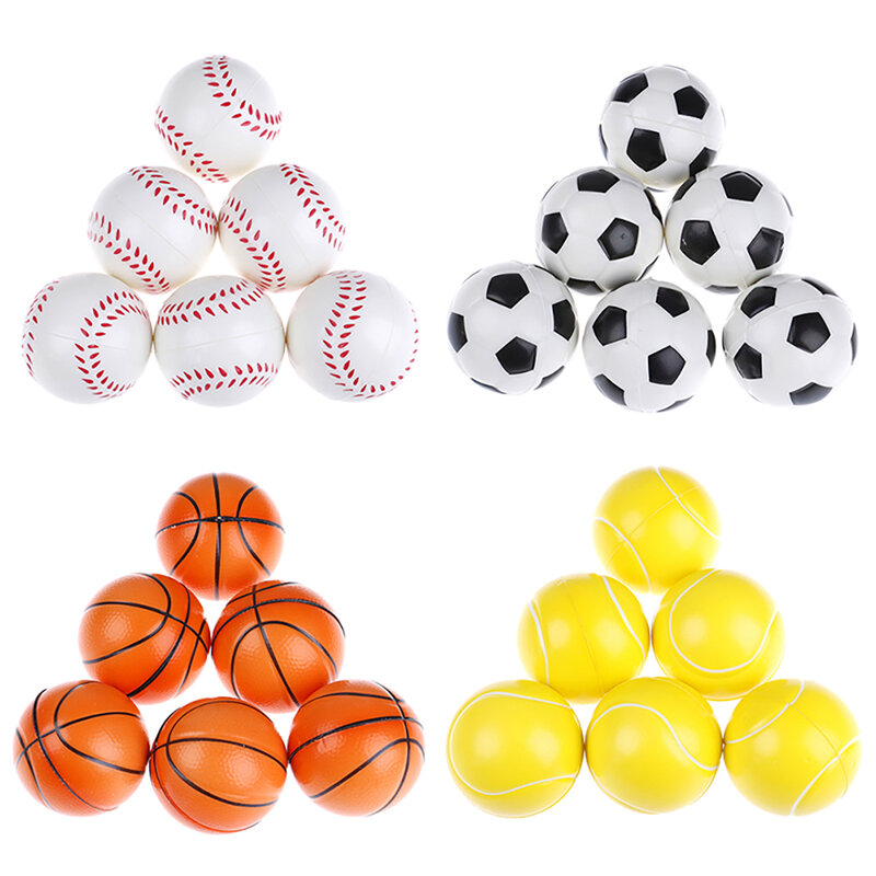 63mm Children Soft Football Basketball Baseball Tennis Toys  Foam Sponge Decompression Vent Stress Balls Soccer Anti Stress