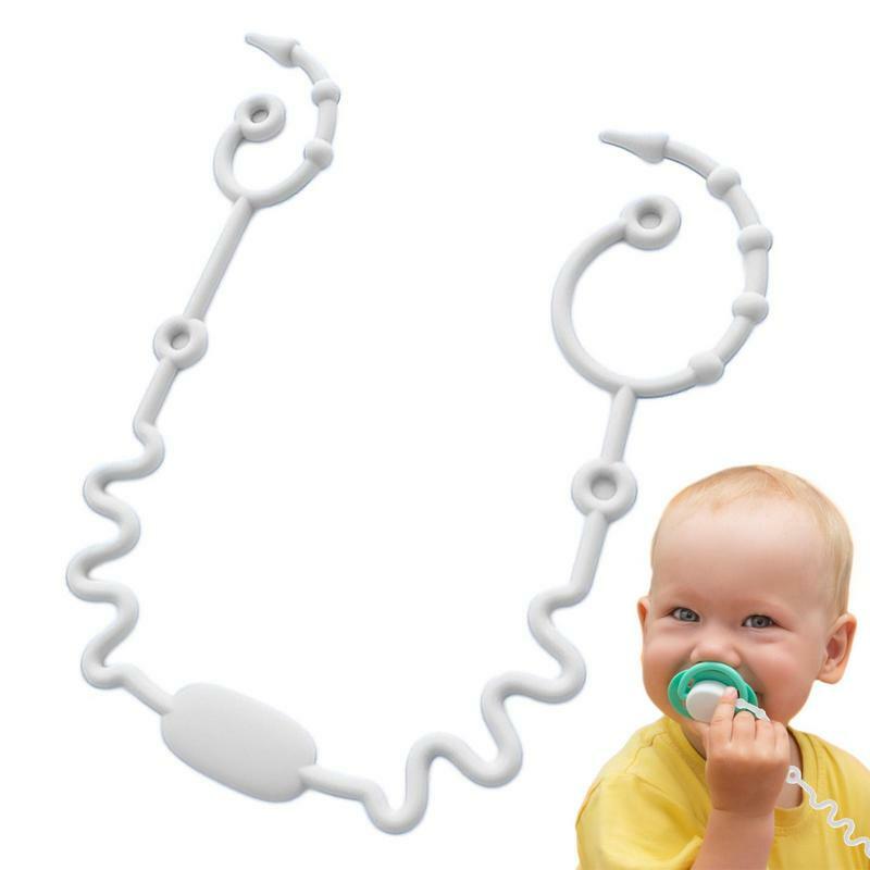 Tali mainan silikon untuk kereta bayi klip kereta bayi mainan melar untuk tempat duduk tinggi kursi goyang mainan Teether