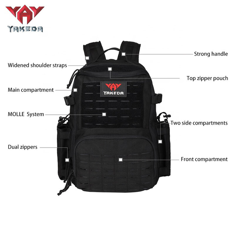Yakeda-حقيبة ظهر تكتيكية من النايلون مقاومة للمياه ، حقيبة مولي متعددة ، حقيبة 50L ، حقيبة ظهر مضادة للاحتكاك ، التنزه والتخييم في الهواء الطلق ، 1000D