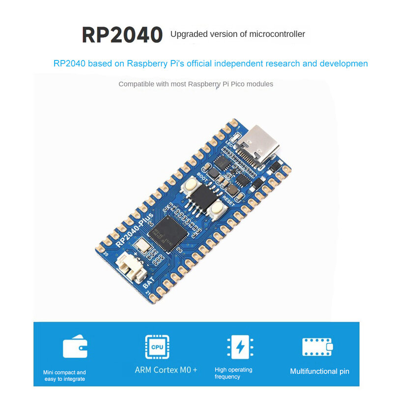 Waveshare-Actualización de microcontrolador RP2040 Plus, procesador de doble núcleo, 16MB, Flash en Chip para Raspberry Pi Pico