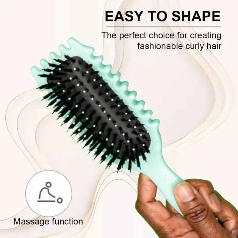 Bounce Curl-Brosse coiffante avec poignées en poils de sanglier, peigne à cheveux à LED plus riches, boucles saillantes, outil de coiffage de barbier