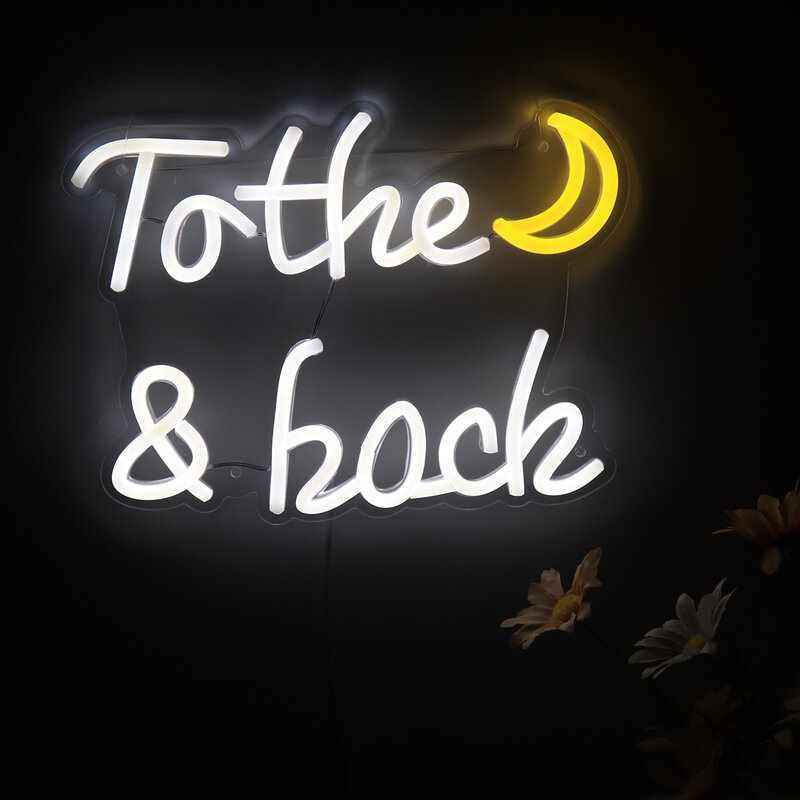 1PC litera do kształt księżyca i tylna Neon ścienna LED do pokoju do klubu na imprezę dekoracja nocna lampka 10.87 ''* 8.07''