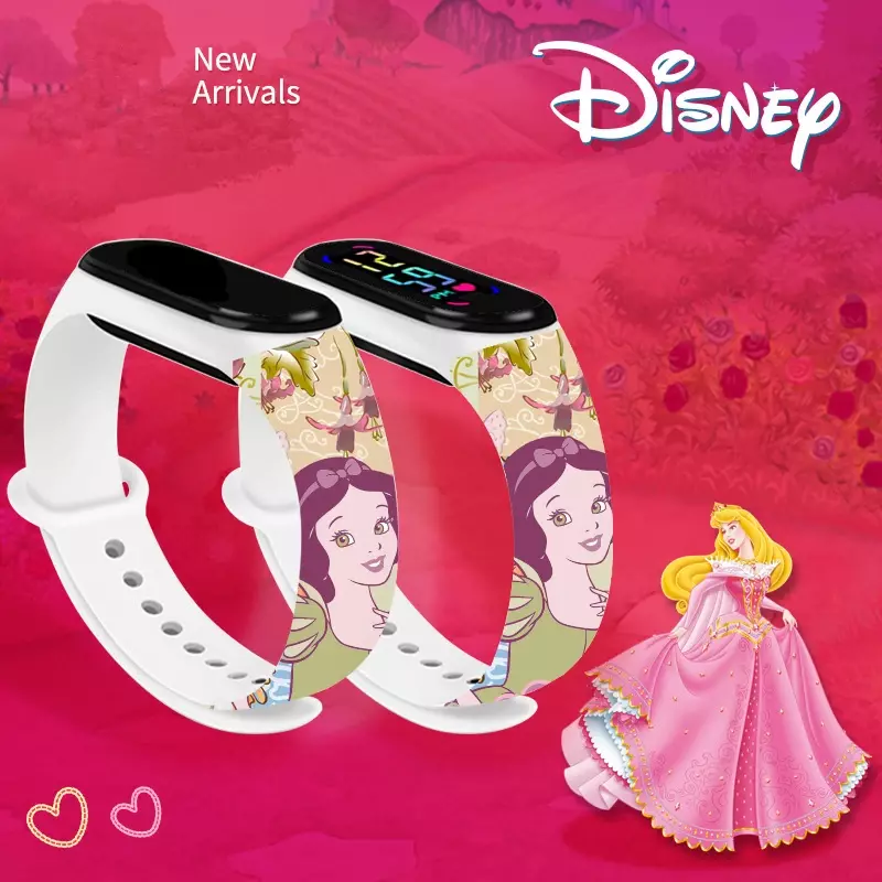 디즈니 공주 겨울왕국 피규어 엘사 어린이 디지털 시계, 만화 LED 터치 방수 전자 시계, 생일 선물 장난감