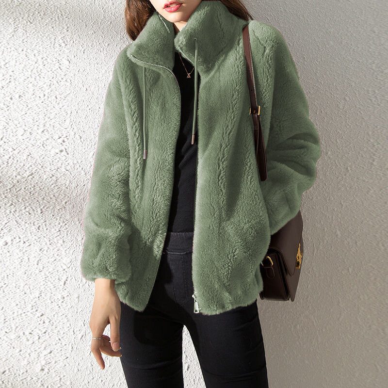 Fluffy Faux Fur Coat Parka Femme Winter Warm cappotti Zipper giacche a maniche lunghe per le donne Parka coreano verde rosso moda nuovo