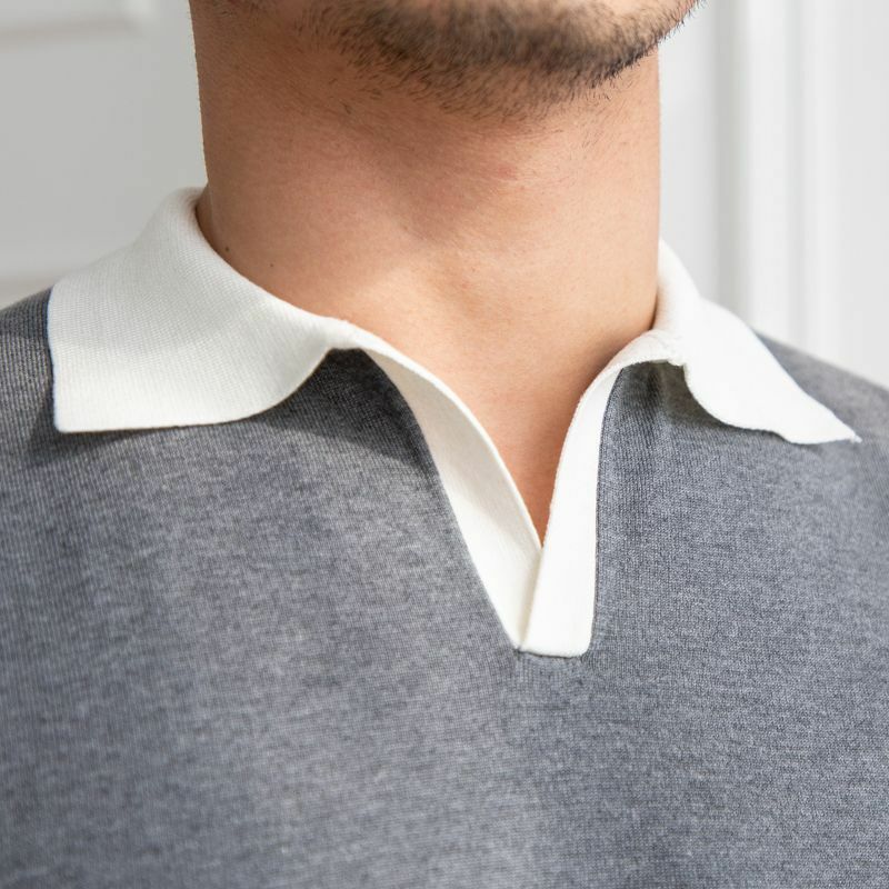 Camisa polo masculina respirável de malha curta, lapela com painéis, top elástico inteligente, moda casual versátil, na moda