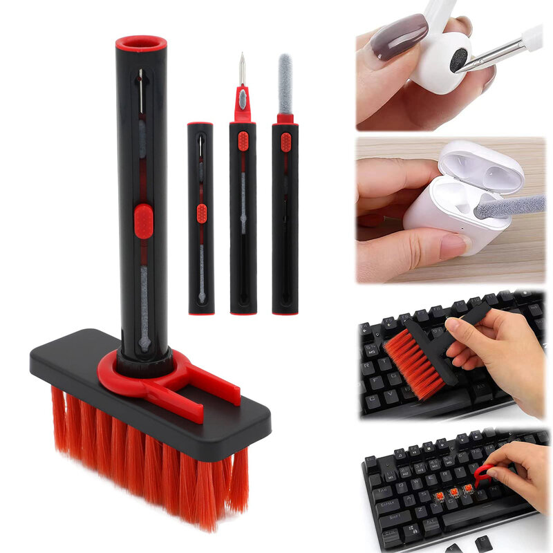 Kit de cepillo de limpieza de teclado 5 en 1, extractor de teclas, limpiador de auriculares para Airpods Pro 1, 2, 3, herramientas de limpieza de estuches de auriculares Bluetooth