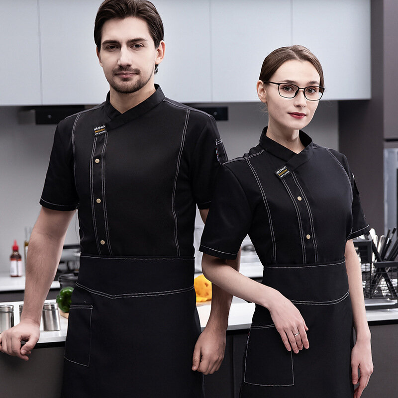 Camisas de Chef Unisex para hombres y mujeres, abrigo de Chef de cocina, chaqueta de cocinero, Tops de camarero de Hotel, restaurante, tienda de pasteles, uniforme de trabajo de disfraz de cafetería