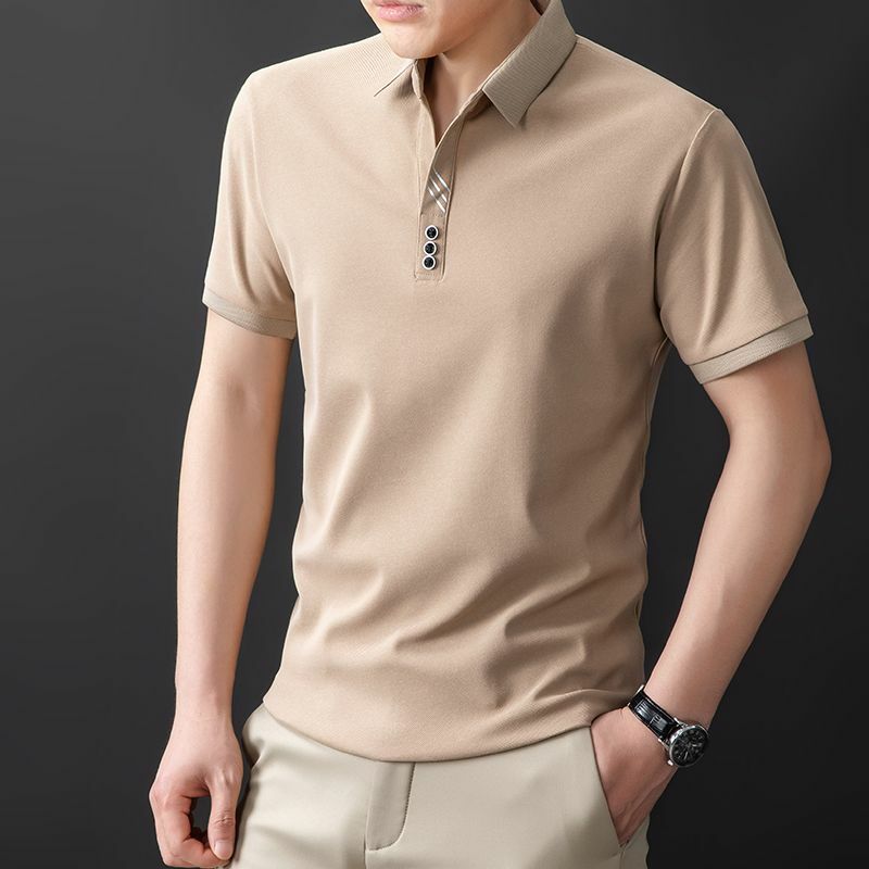 Рубашка-поло мужская с коротким рукавом, базовая повседневная одежда, модная однотонная тонкая в Корейском стиле, в деловом стиле, уличная одежда, лето