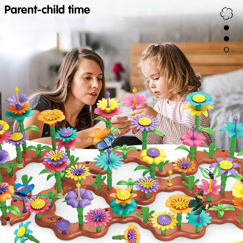 Blocchi di costruzione fai da te mosaico giardino mondo illuminazione educativa per bambini mattoni fiore creativo giocattoli regalo creativo per i bambini
