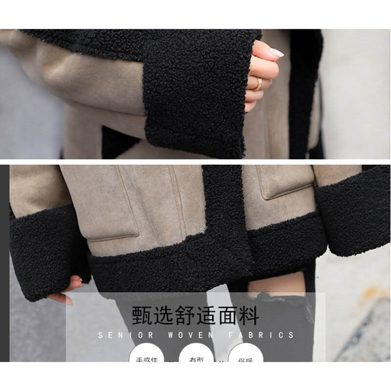 Lamb Wool Jacket Women 2022 Fall Winter Warm Parka Female  Outerwear Fashion Loose Short Grain Fleece Thicke Motorcycle Clothing