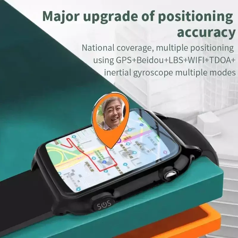 GSM GPS Smartwatch para Idosos, Alarme Detecção de Queda, Chamada SOS, Apto para Casa de Enfermagem e Hospital, Localização WIFI, 4G Sim, GSM