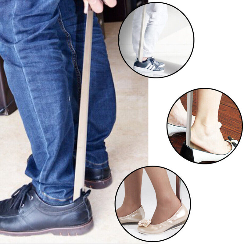 52cm Extra Long Shoe Horn Stainless Steel Silver Metal Shoes Remover Shoehorn Lifter Aid Slip Shoe Pull Tool 42cm