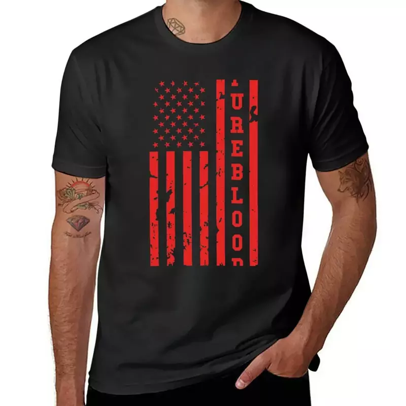 Pureblood-Camiseta desgastada con bandera americana para hombre, tops en blanco de verano, camisetas gráficas